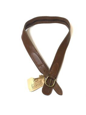 Alexandre Maeruil Mens Brown Hidden Zipper Leather Travel Belt Size 90 New Tag